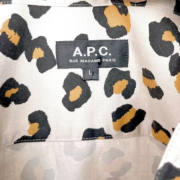 A.P.C. RUE MADAME PARIS NWOT Cotton twill belted shirtdress in Leopard Size L - Picture 9 of 10